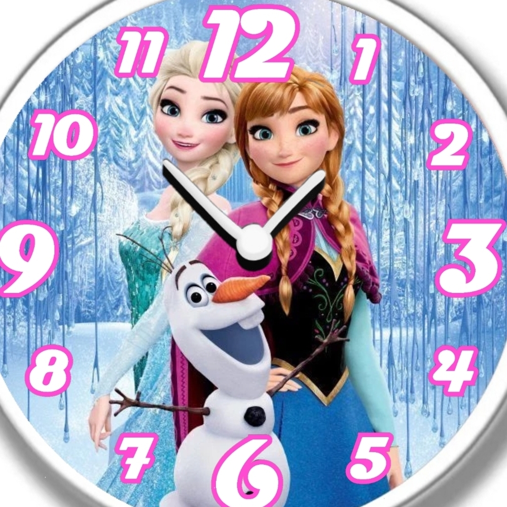 Frozen Wall Clock with Pink Numbers